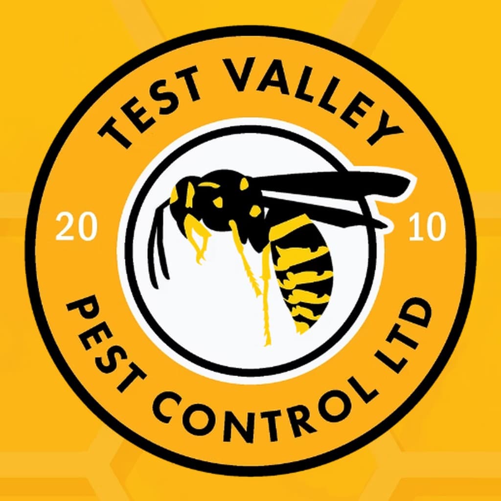 Test Valley Pest Control Ltd badge, a wasp in a yellow roundel